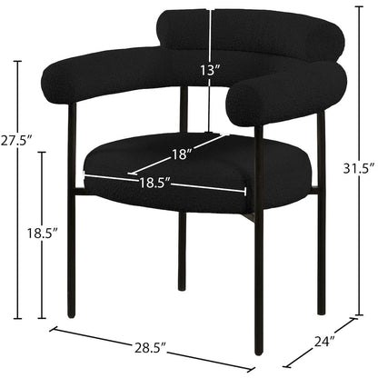 Blake Black Boucle Fabric Dining Chair, Set of 2