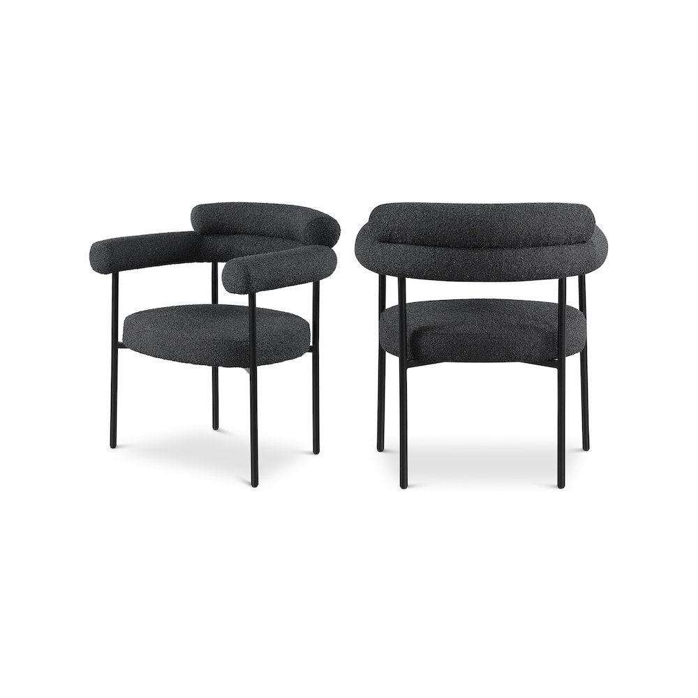 Blake Black Boucle Fabric Dining Chair, Set of 2