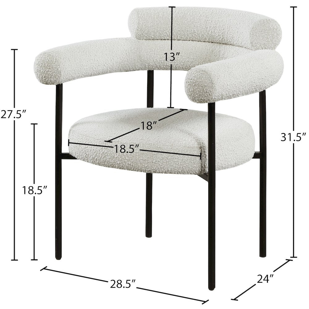 Blake Cream Boucle Fabric Dining Chair, Set of 2