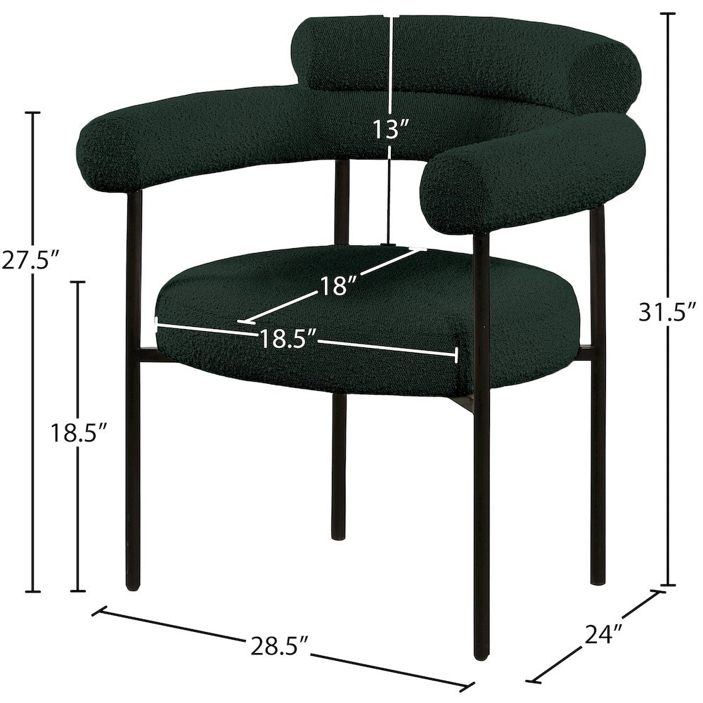 Blake Green Boucle Fabric Dining Chair, Set of 2