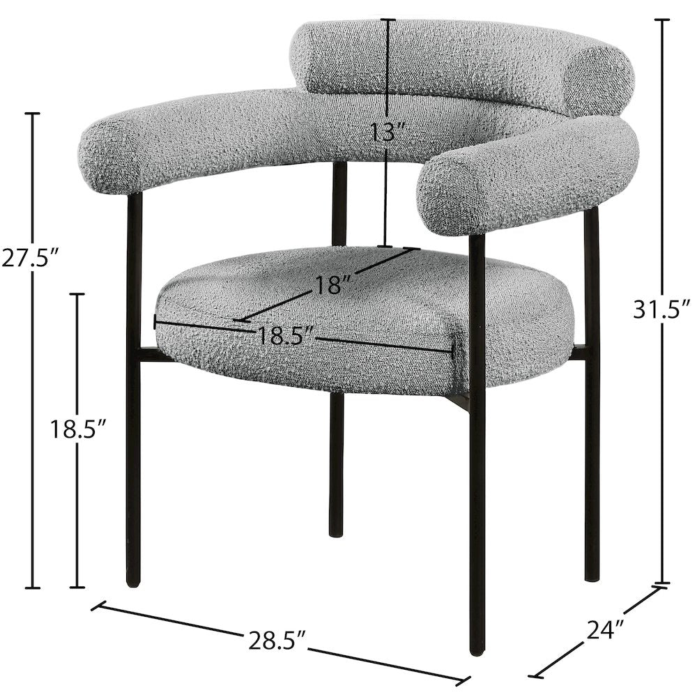Blake Grey Boucle Fabric Dining Chair, Set of 2