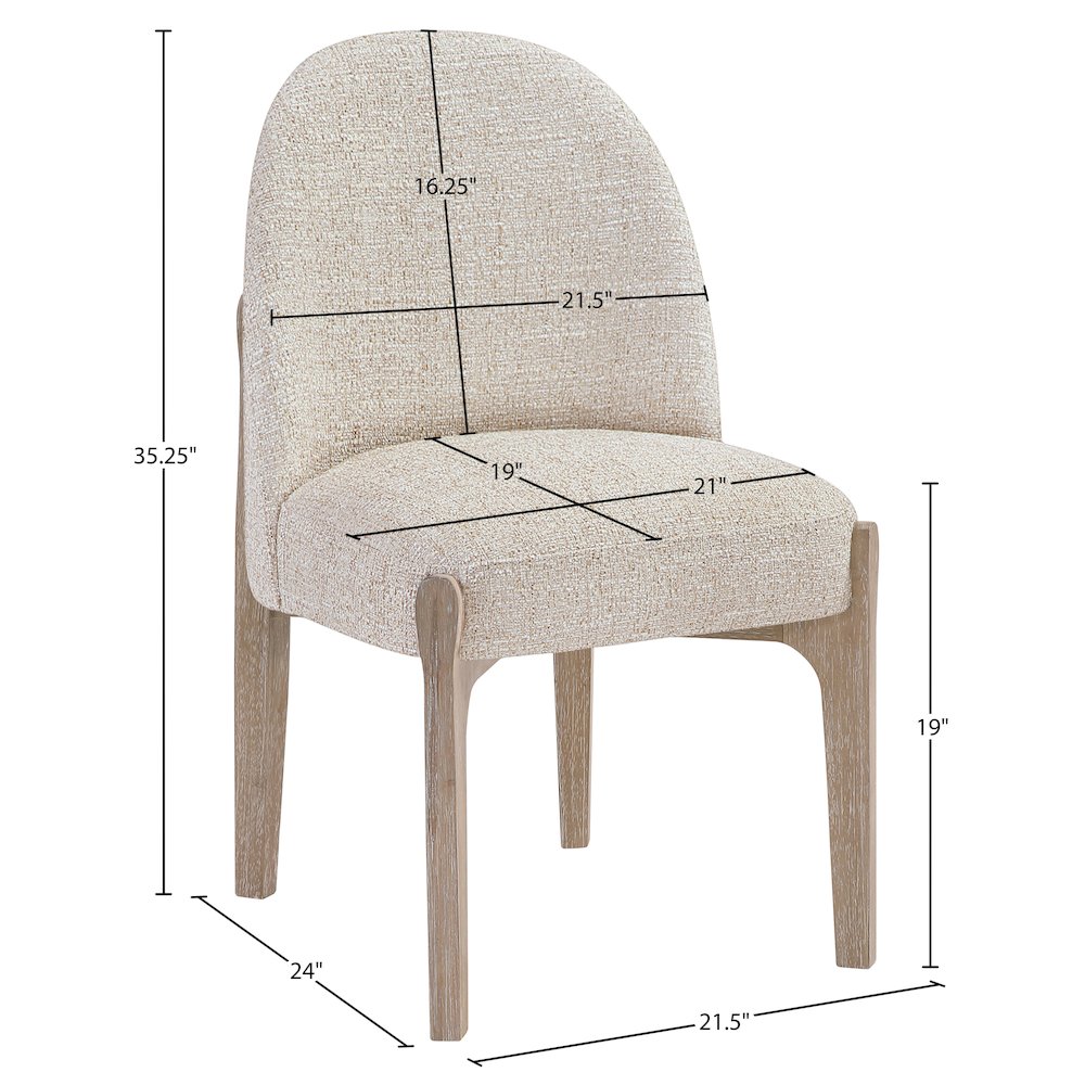 Torino Beige Fabric Upholstered Dining Chair, Set of 2