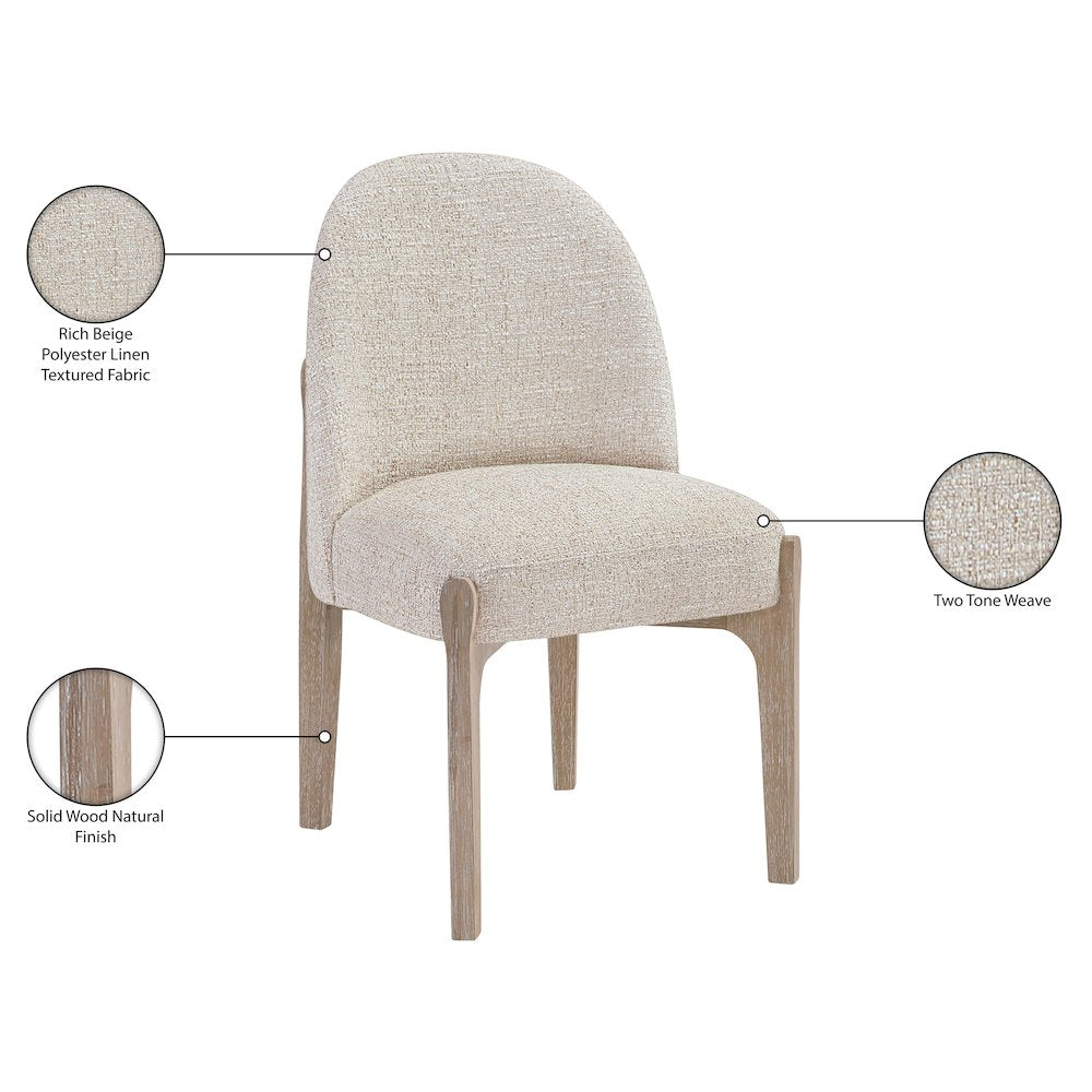 Torino Beige Fabric Upholstered Dining Chair, Set of 2