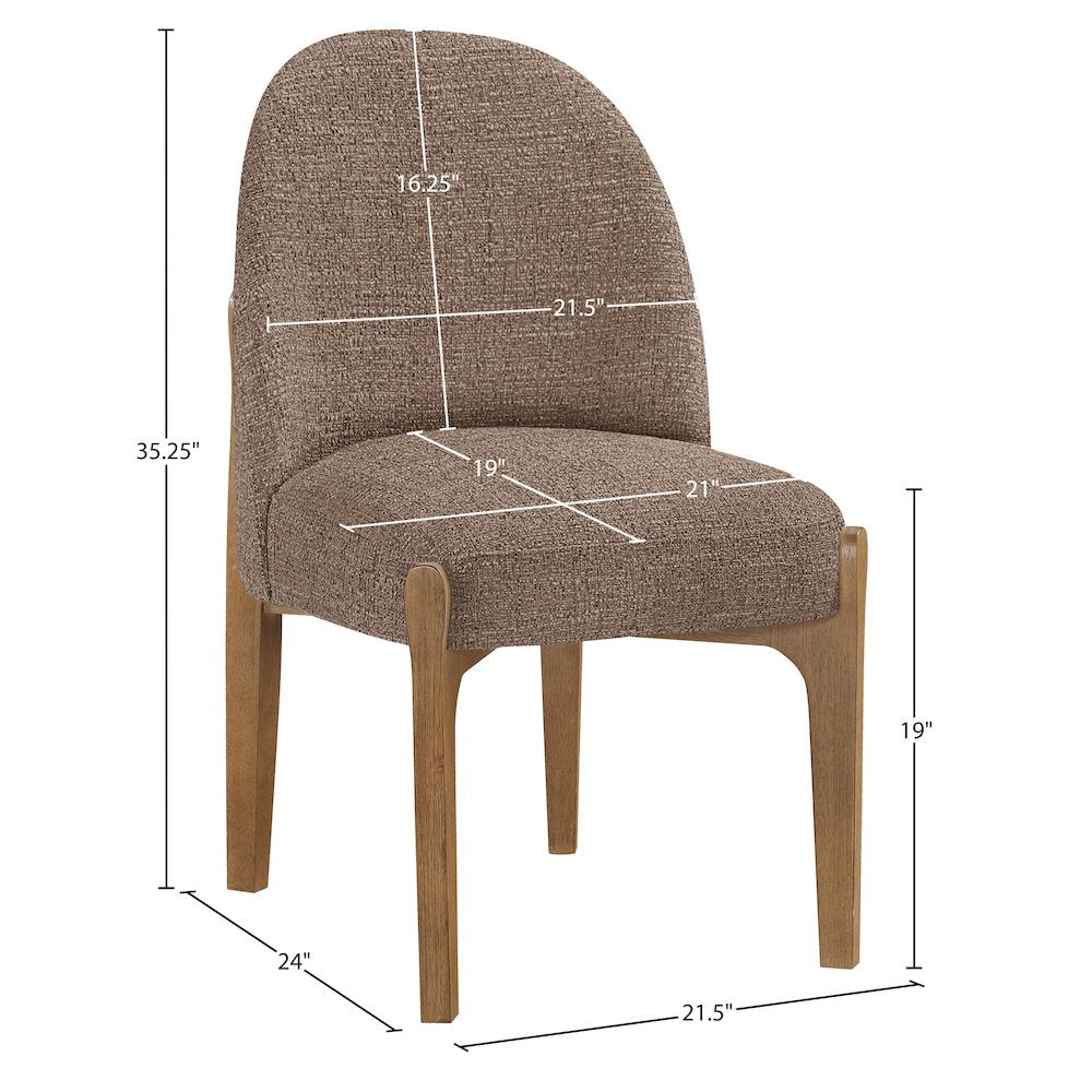 Torino Brown Fabric Upholstered Dining Chair, Set of 2
