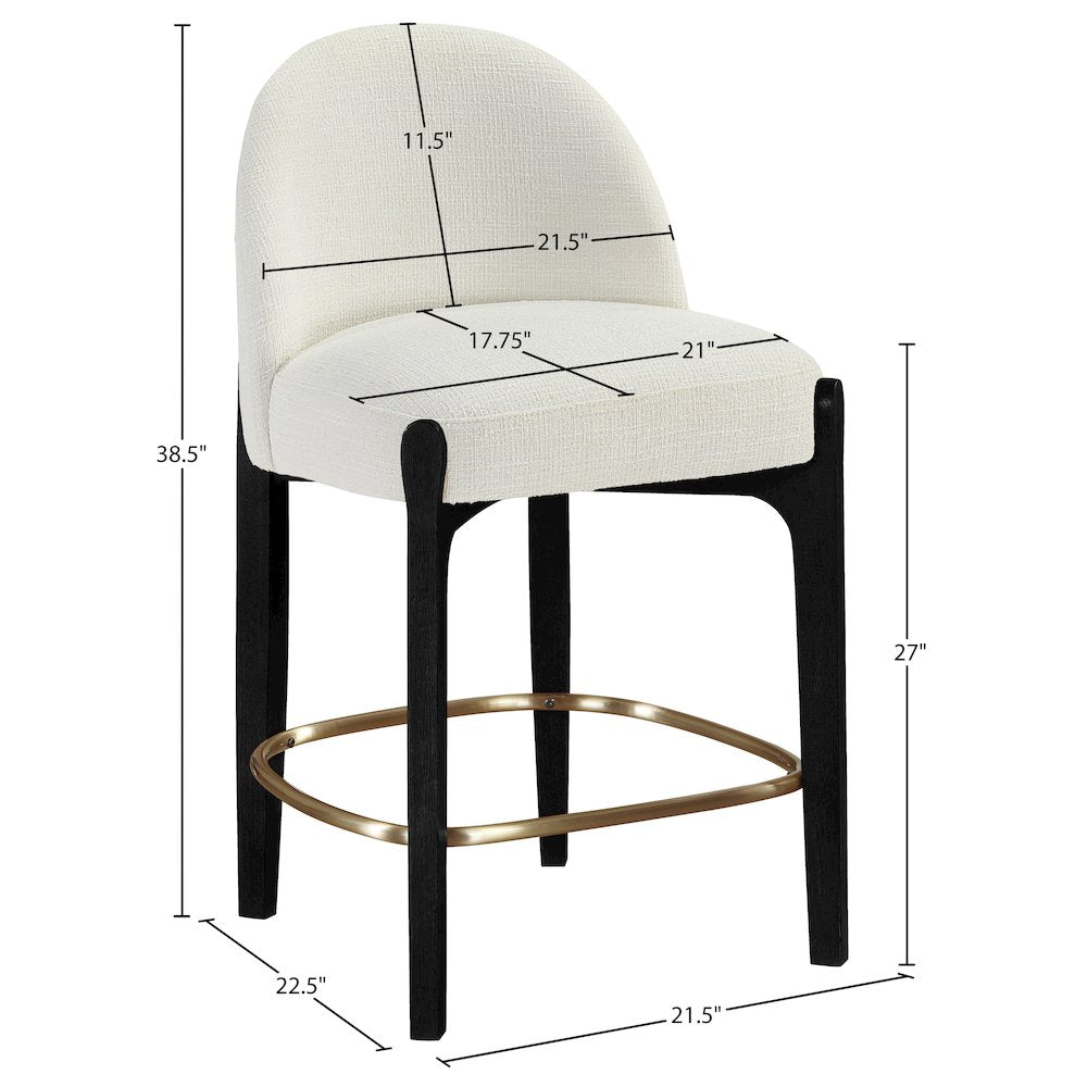Torino Cream Fabric Upholstered Counter Stool, Set of 2