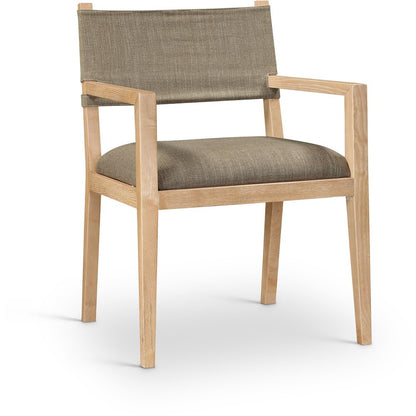 Avon Brown Linen Textured Fabric Dining Arm Chair
