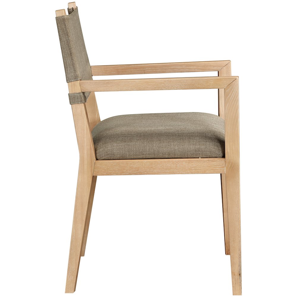 Avon Brown Linen Textured Fabric Dining Arm Chair