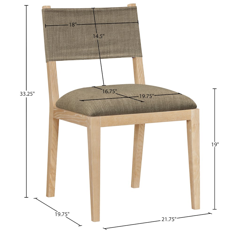 Avon Brown Linen Textured Fabric Dining Side Chair, Set of 2