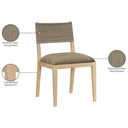 Avon Brown Linen Textured Fabric Dining Side Chair, Set of 2