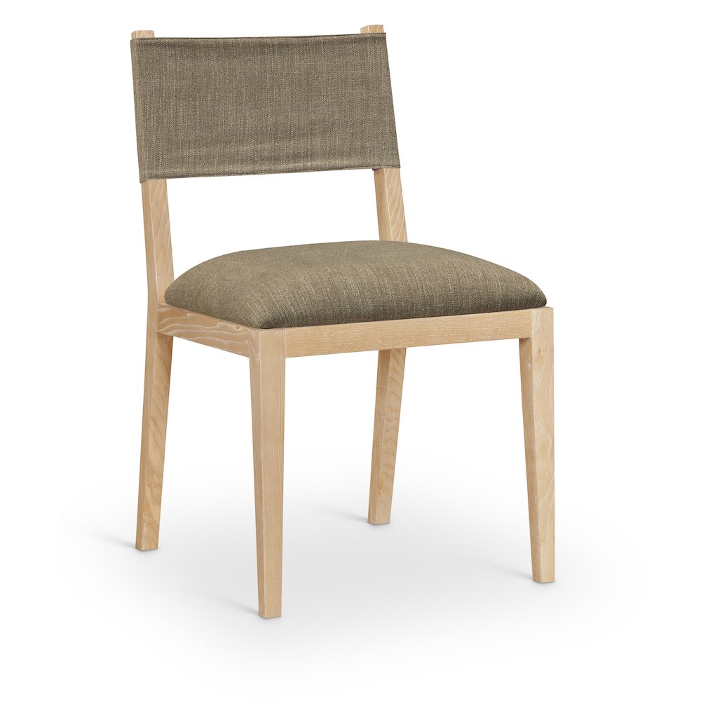 Avon Brown Linen Textured Fabric Dining Side Chair, Set of 2