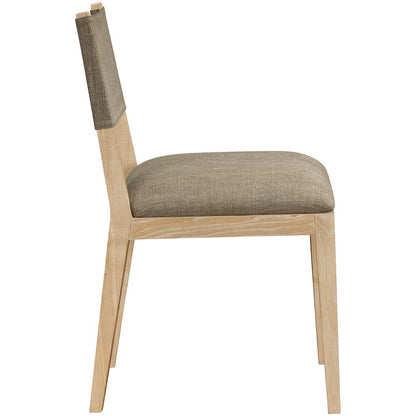 Avon Brown Linen Textured Fabric Dining Side Chair, Set of 2