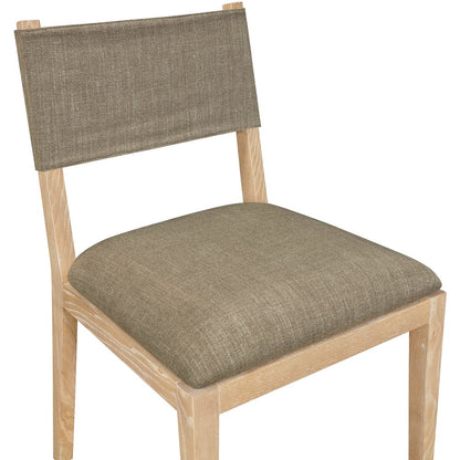 Avon Brown Linen Textured Fabric Dining Side Chair, Set of 2
