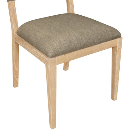 Avon Brown Linen Textured Fabric Dining Side Chair, Set of 2