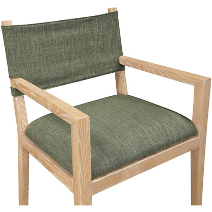 Avon Olive Linen Textured Fabric Dining Arm Chair