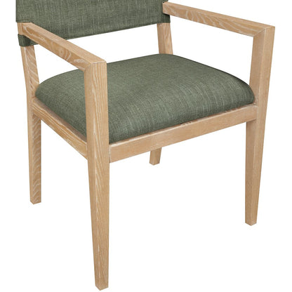 Avon Olive Linen Textured Fabric Dining Arm Chair