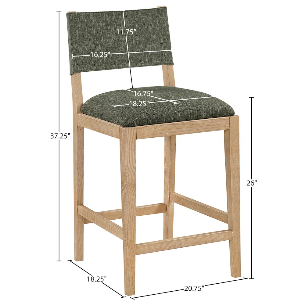 Avon Olive Linen Textured Performance Fabric Upholstered Counter Stool