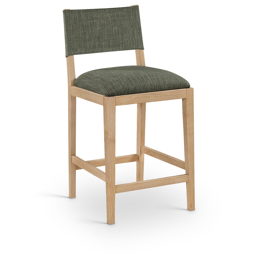 Avon Olive Linen Textured Performance Fabric Upholstered Counter Stool