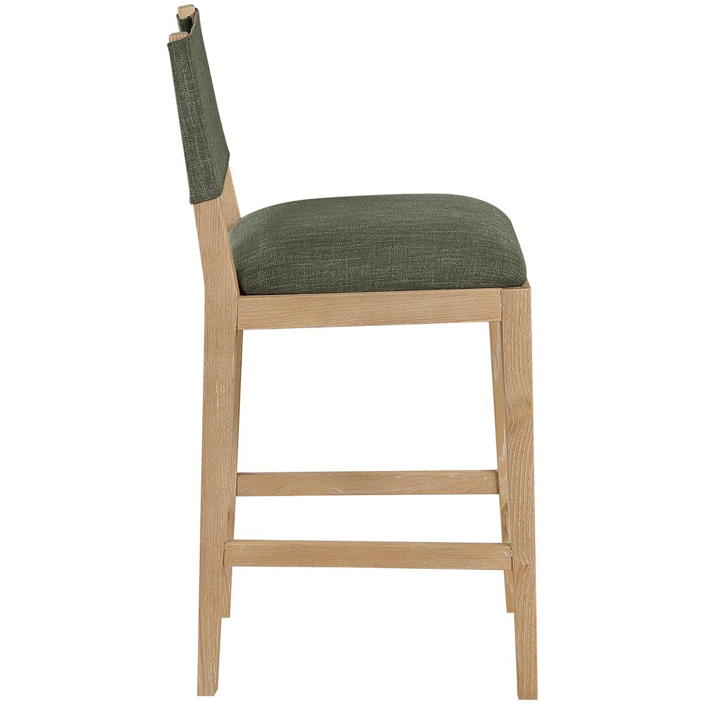 Avon Olive Linen Textured Performance Fabric Upholstered Counter Stool