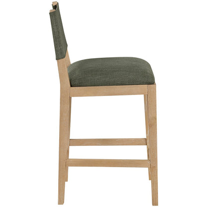 Avon Olive Linen Textured Performance Fabric Upholstered Counter Stool