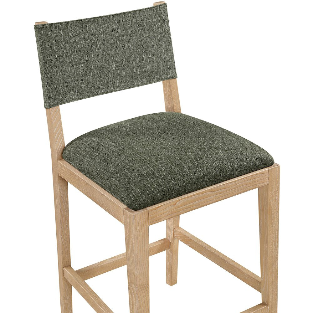 Avon Olive Linen Textured Performance Fabric Upholstered Counter Stool