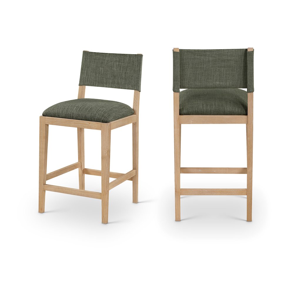Avon Olive Linen Textured Performance Fabric Upholstered Counter Stool