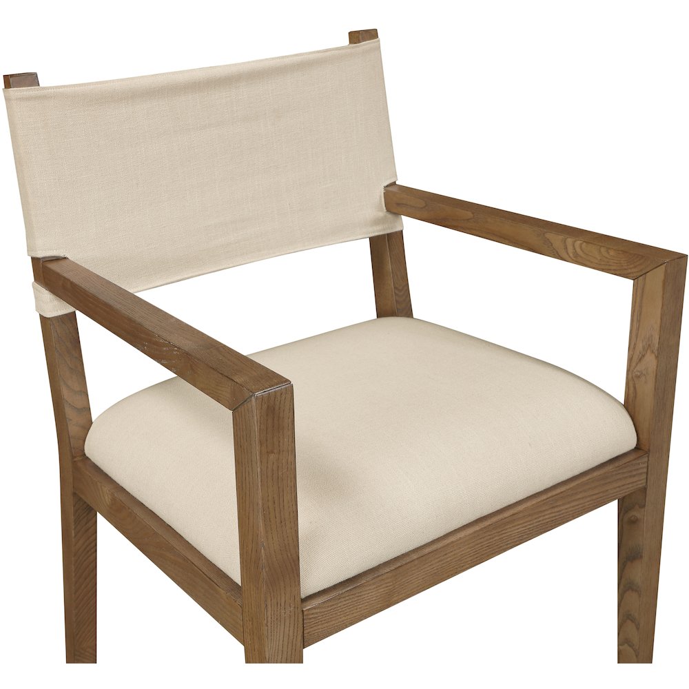 Avon Beige Linen Textured Fabric Dining Arm Chair