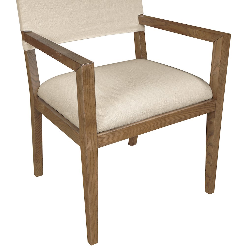 Avon Beige Linen Textured Fabric Dining Arm Chair