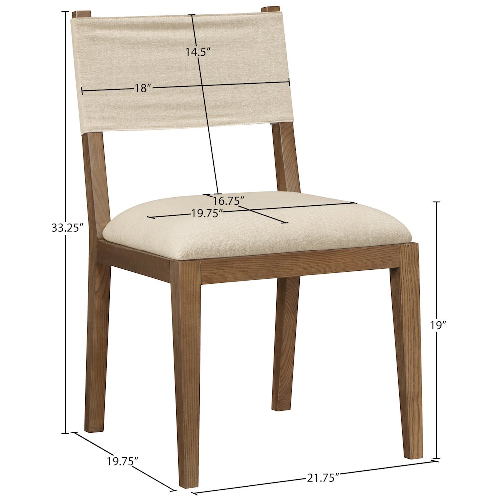 Avon Beige Linen Textured Fabric Dining Side Chair, Set of 2