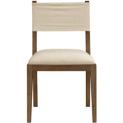 Avon Beige Linen Textured Fabric Dining Side Chair, Set of 2