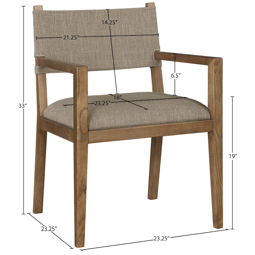 Avon Brown Linen Textured Fabric Dining Arm Chair