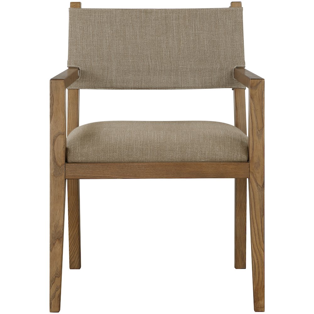 Avon Brown Linen Textured Fabric Dining Arm Chair