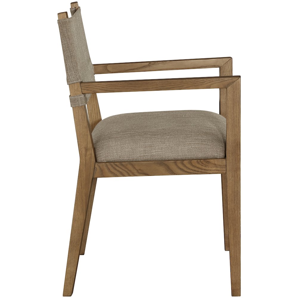 Avon Brown Linen Textured Fabric Dining Arm Chair