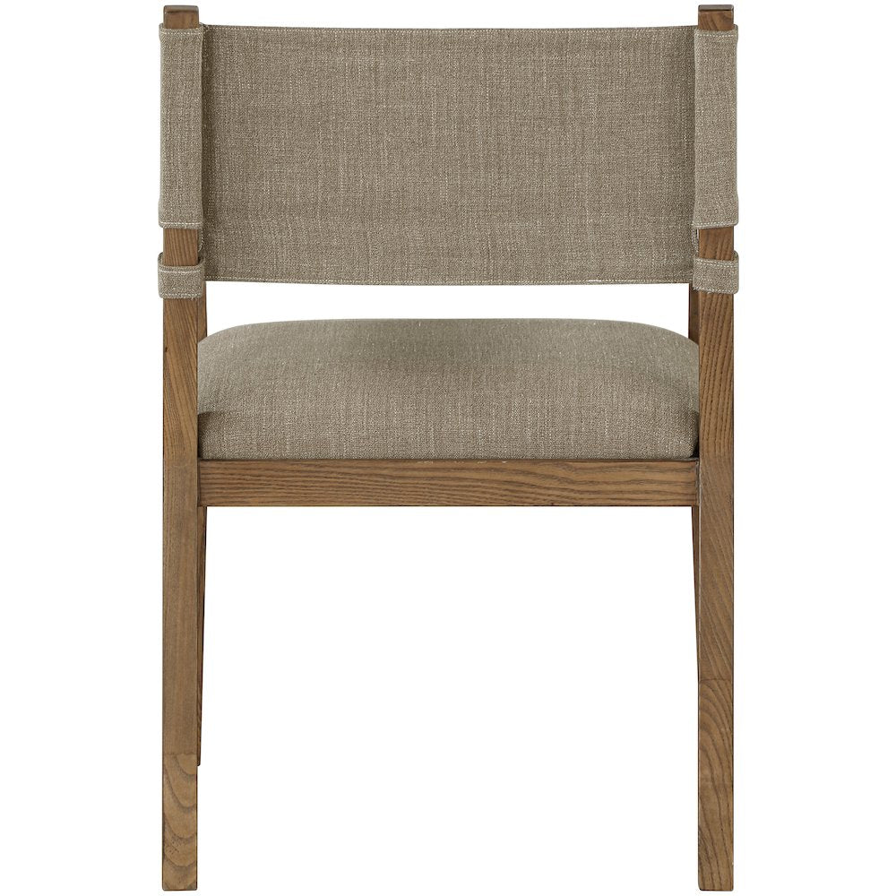 Avon Brown Linen Textured Fabric Dining Arm Chair