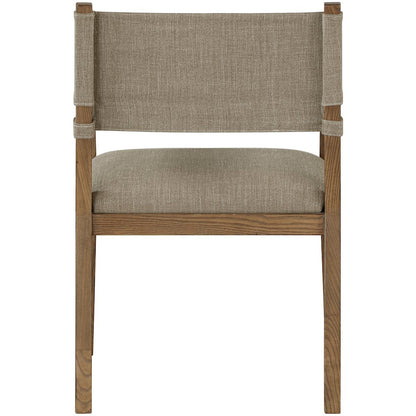 Avon Brown Linen Textured Fabric Dining Arm Chair