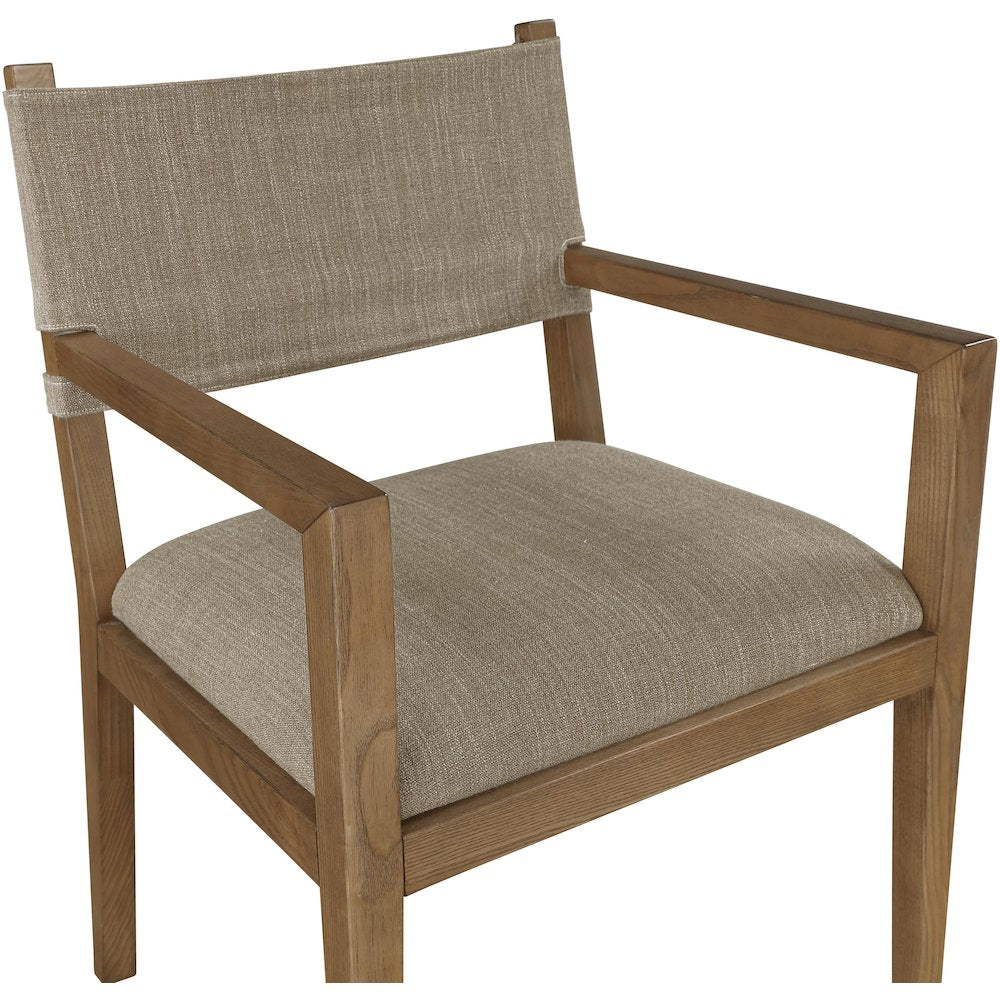 Avon Brown Linen Textured Fabric Dining Arm Chair