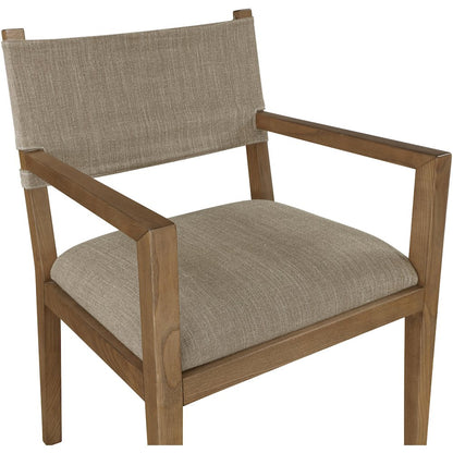 Avon Brown Linen Textured Fabric Dining Arm Chair
