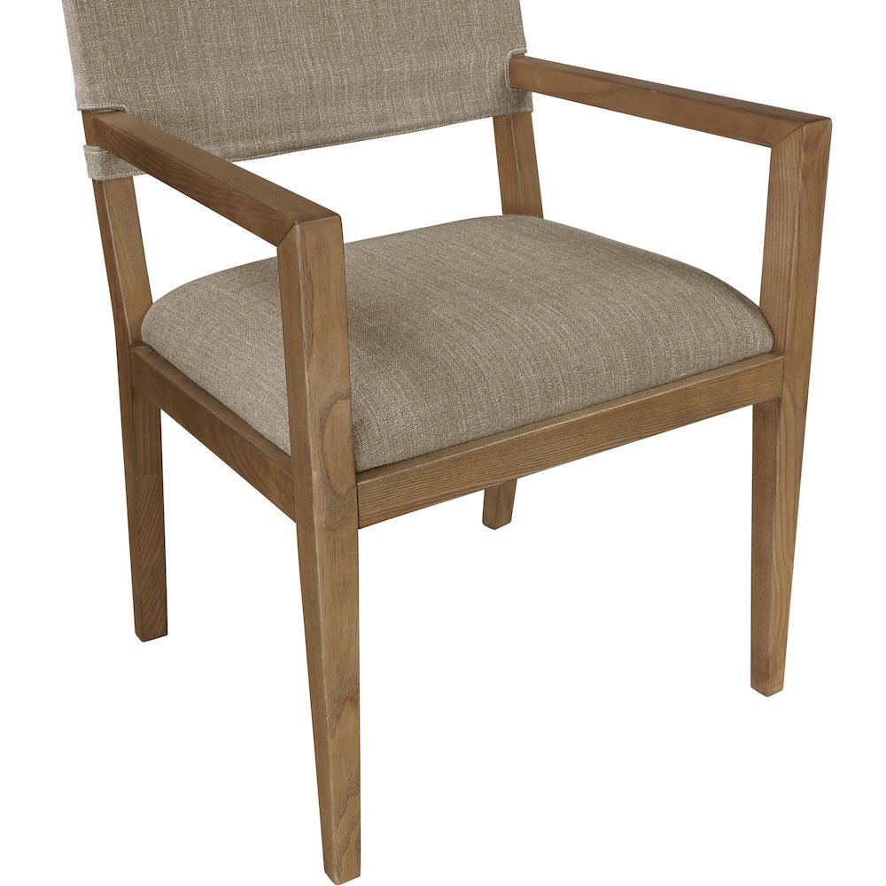 Avon Brown Linen Textured Fabric Dining Arm Chair