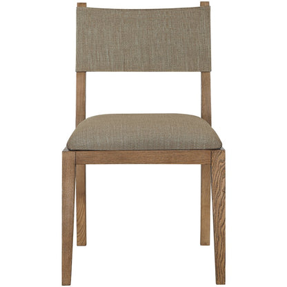 Avon Brown Linen Textured Fabric Dining Side Chair, Set of 2