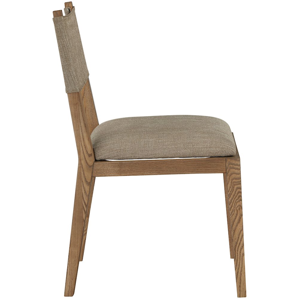Avon Brown Linen Textured Fabric Dining Side Chair, Set of 2