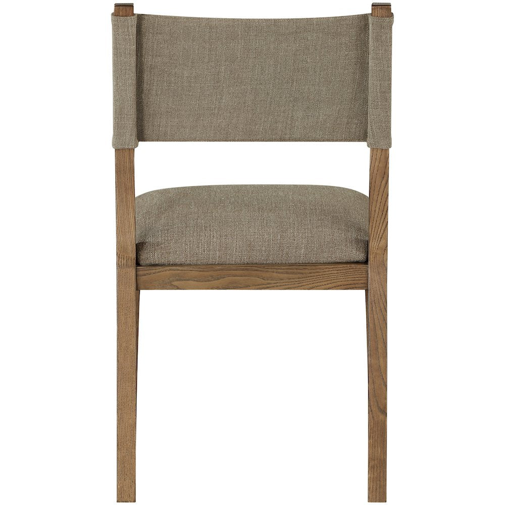 Avon Brown Linen Textured Fabric Dining Side Chair, Set of 2