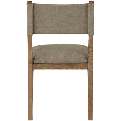 Avon Brown Linen Textured Fabric Dining Side Chair, Set of 2