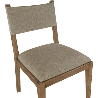 Avon Brown Linen Textured Fabric Dining Side Chair, Set of 2