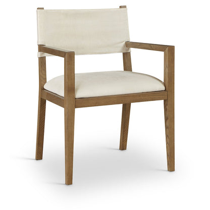 Avon Cream Linen Textured Fabric Dining Arm Chair