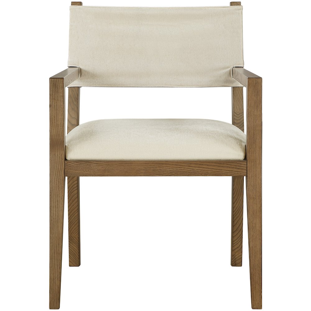 Avon Cream Linen Textured Fabric Dining Arm Chair