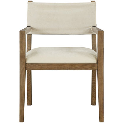 Avon Cream Linen Textured Fabric Dining Arm Chair
