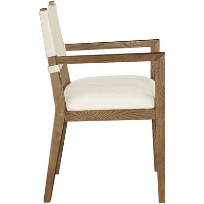 Avon Cream Linen Textured Fabric Dining Arm Chair