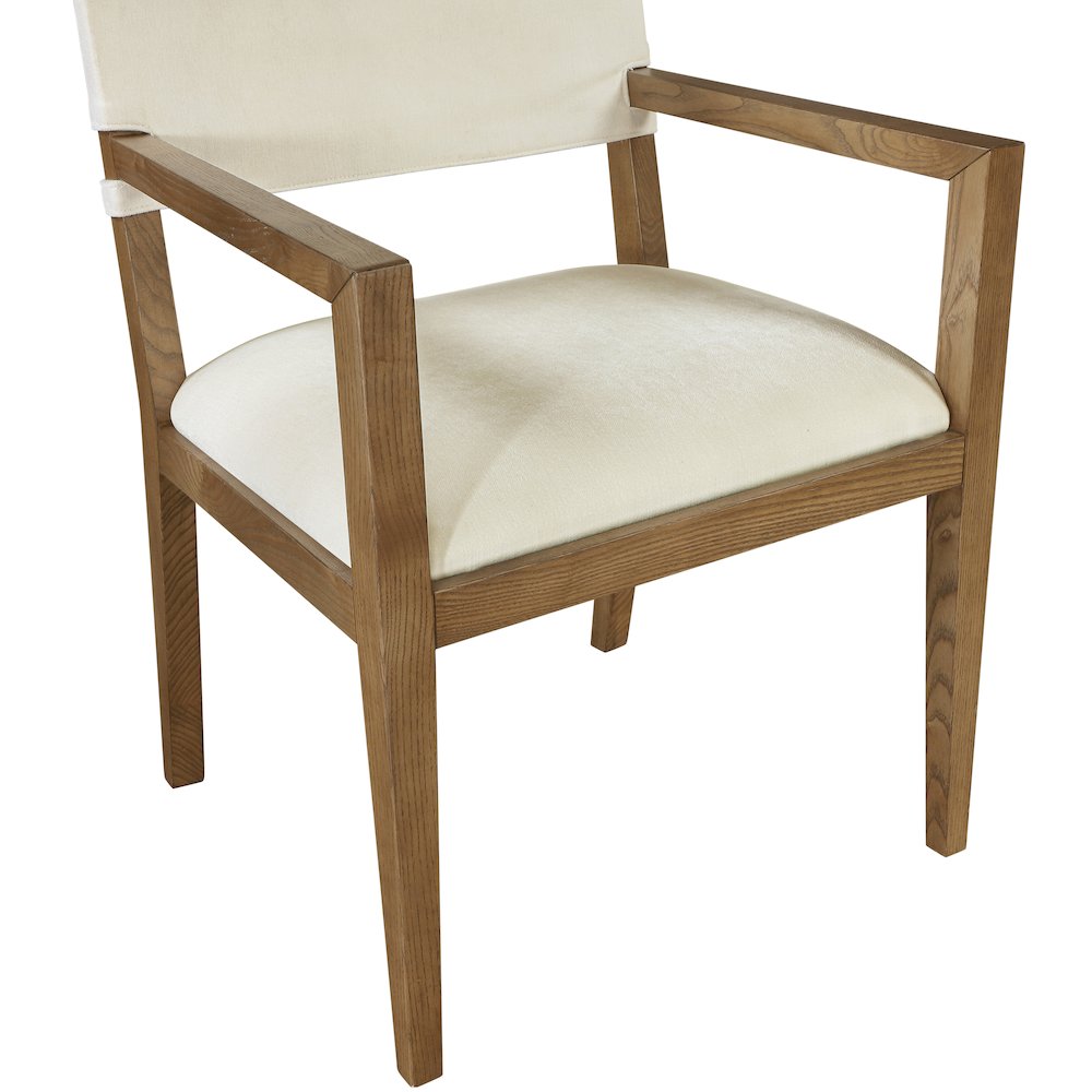 Avon Cream Linen Textured Fabric Dining Arm Chair
