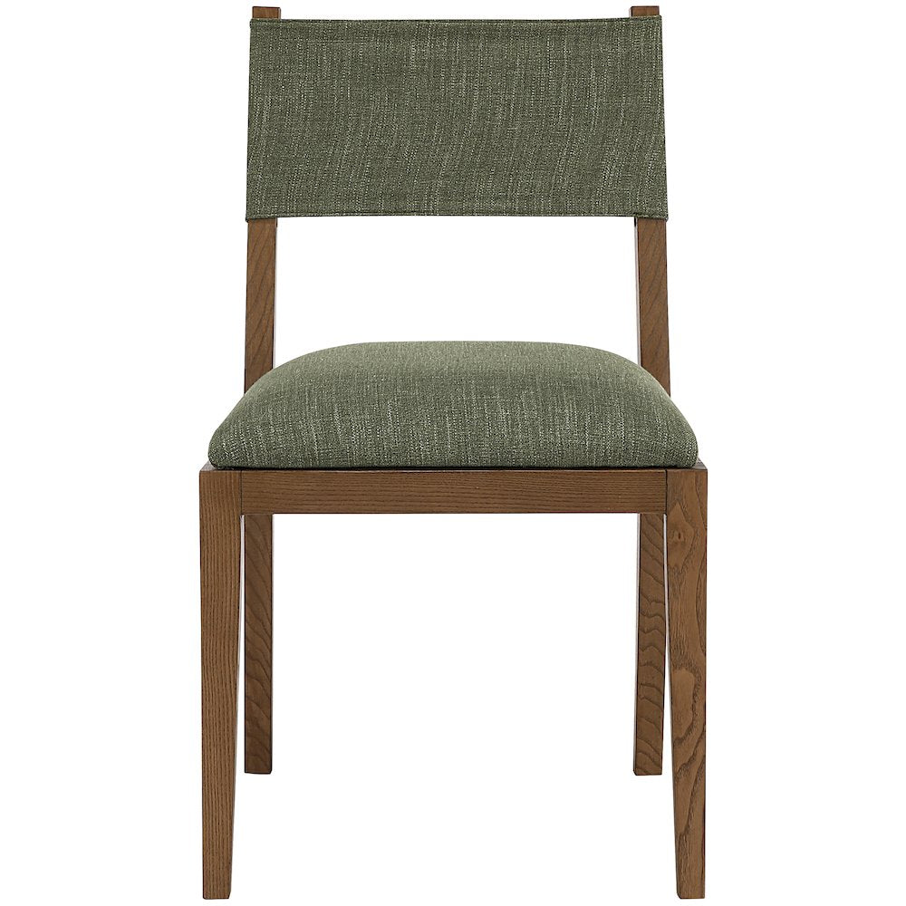 Avon Olive Linen Textured Fabric Dining Side Chair, Set of 2