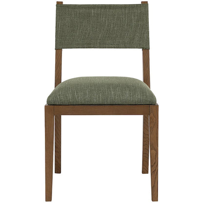 Avon Olive Linen Textured Fabric Dining Side Chair, Set of 2