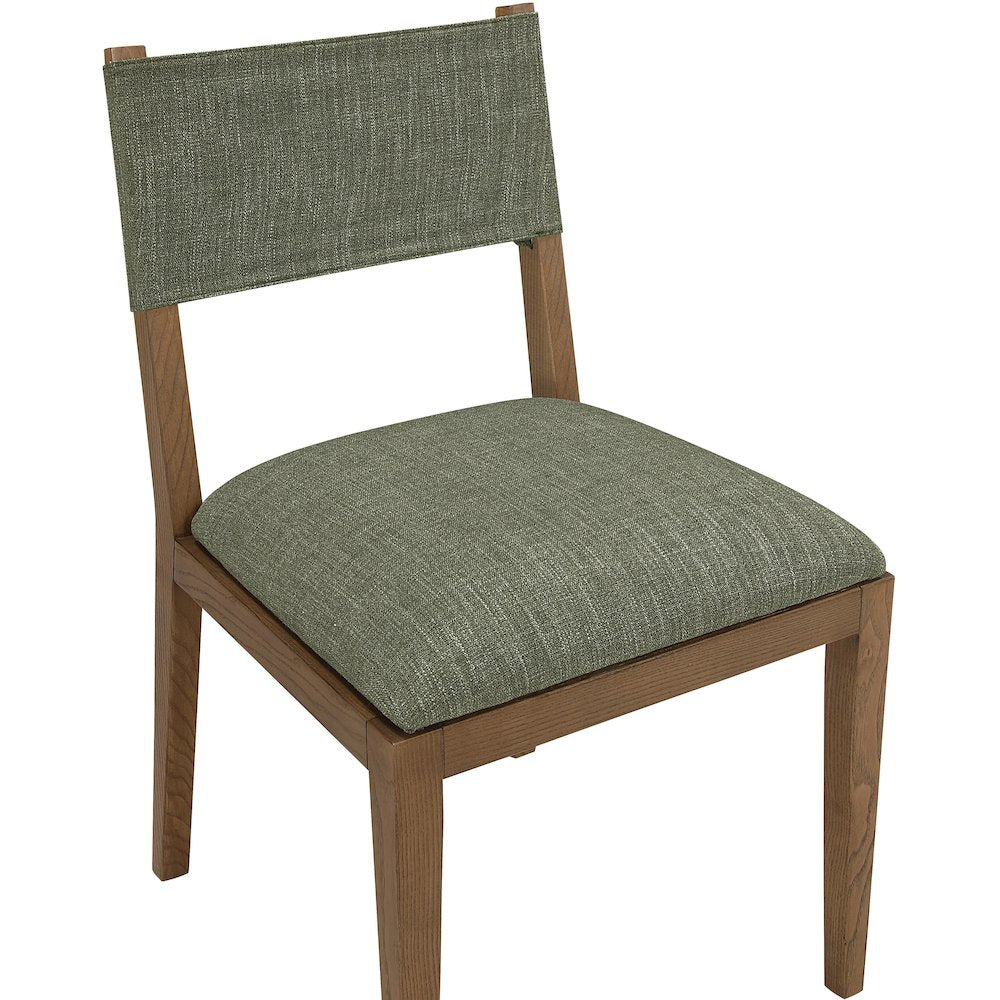 Avon Olive Linen Textured Fabric Dining Side Chair, Set of 2